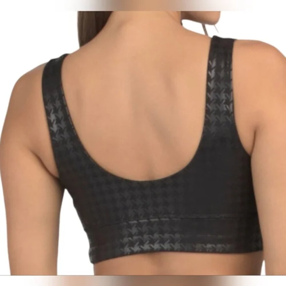 NWT Gottex Peach Skin Collection Black Houndstooth V-Neck Sports Bra XS - $54 - Picture 3 of 5